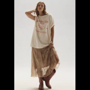 Brand New Anthropologie Asymmetric Drop-Waist Lace Midi Skirt